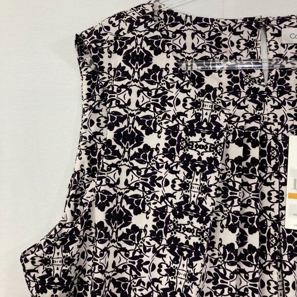 New Calvin Klein size 3X Black White Abstract Sleeveless Knit Stretch Top Office - Picture 4 of 11